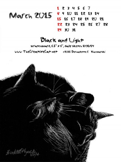 "Black and Light" desktop calendar, for 600 x 800 for iPad, Kindle and other readers