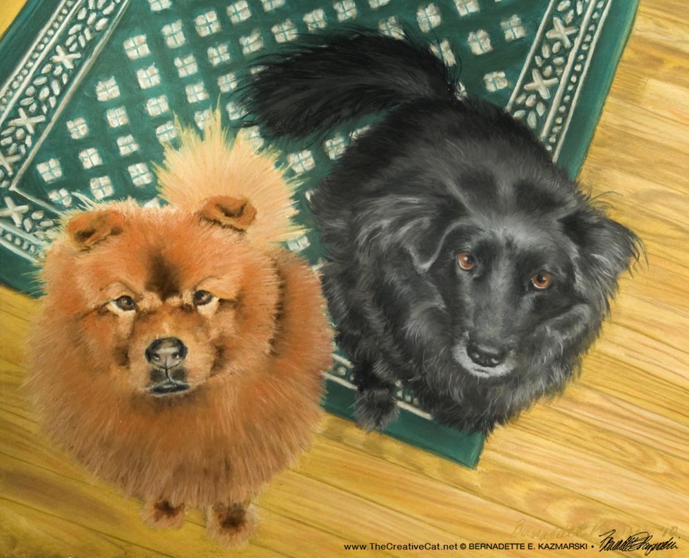 "Bodie and Bear Bear", pastel, 18" X 12", 2010 and 2011 © Bernadette E. Kazmarski
