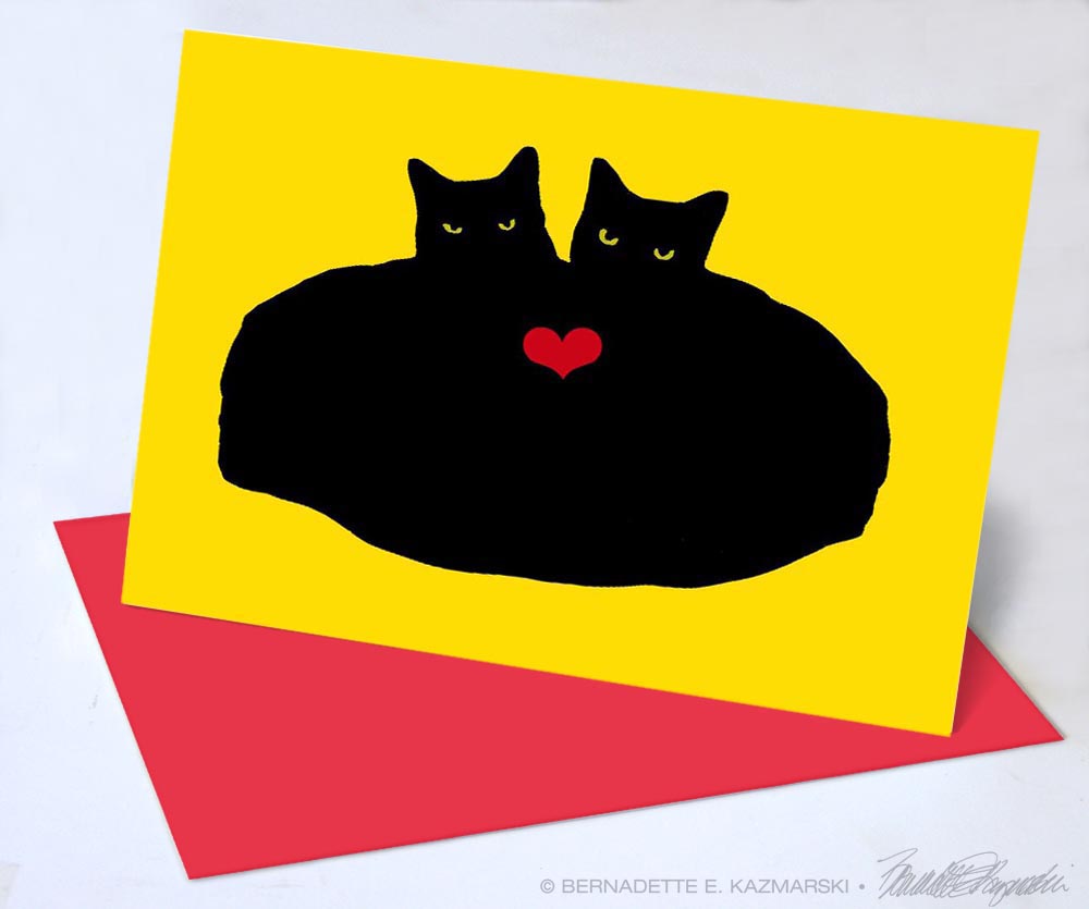 valentine card with two black cats heart cats