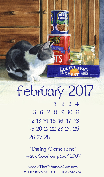 "Darling Clementine" desktop calendar, for 400 x 712 for mobile phones.