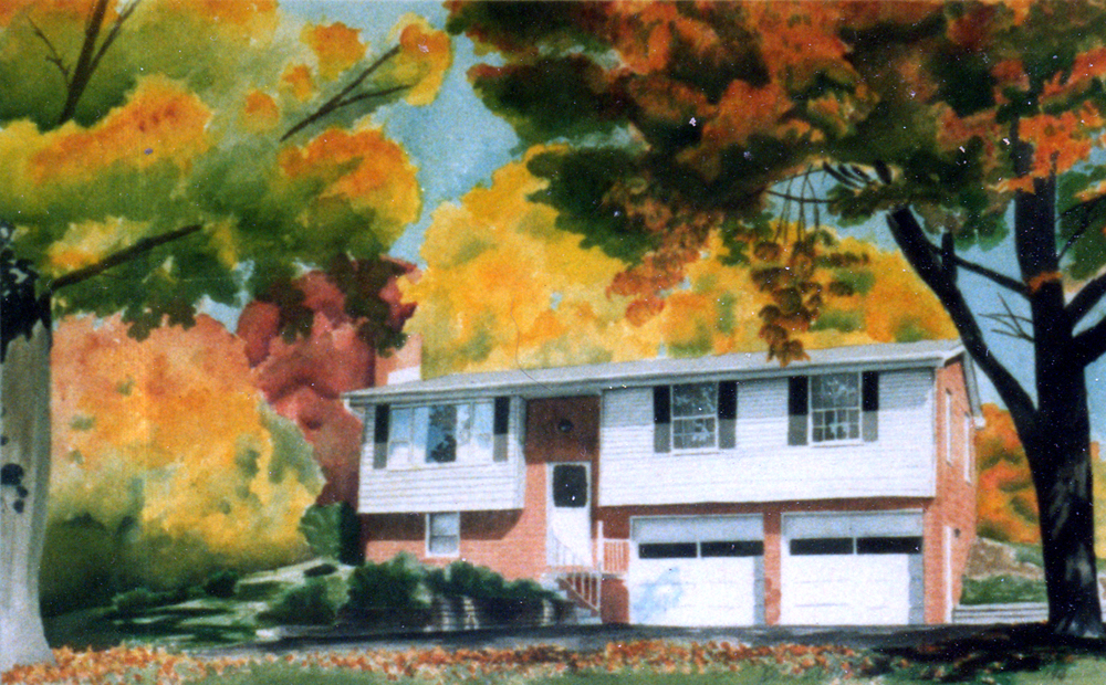 House portrait, 1994, watercolor, 12" x 16" © Bernadette E. Kazmarski