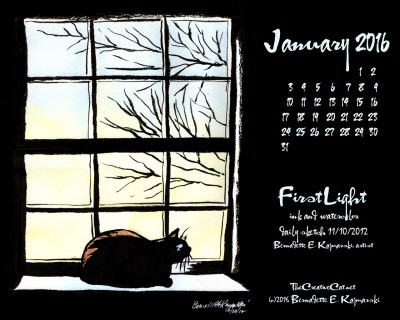 “First Light” desktop calendar, 1280 x 1024 for square and laptop monitors.