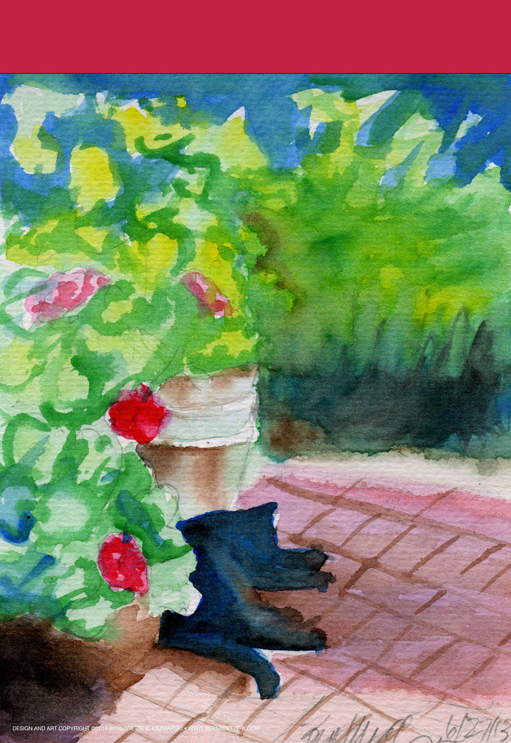 "Garden Sketch With Mimi" Garden Flag