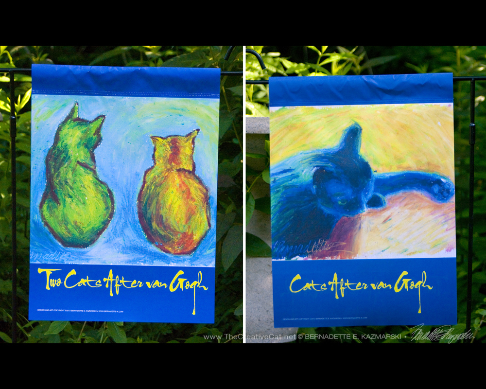 "Cats After Van Gogh" garden flag.