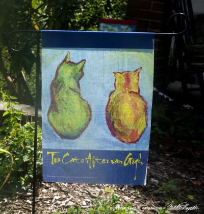 Two Cats After van Gogh Garden Flag