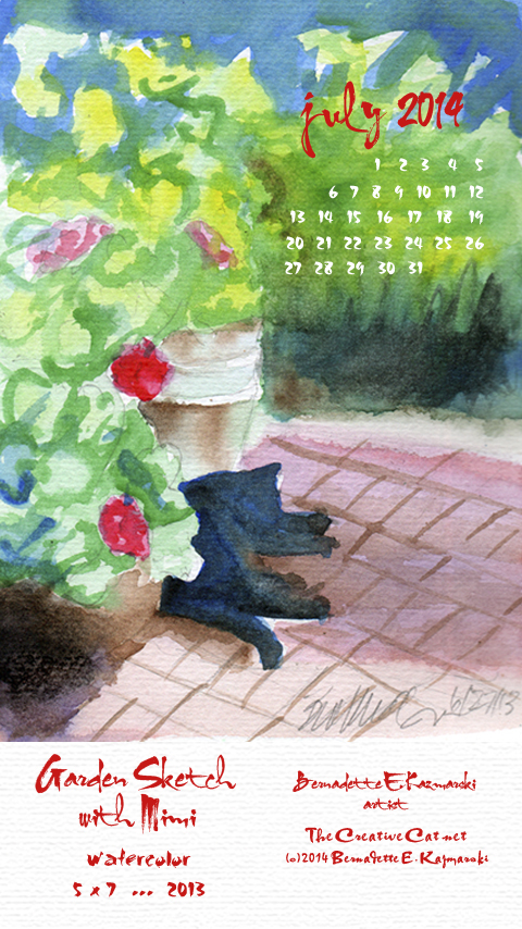 "Garden Sketch wtih Mimi" desktop calendar for 480 x 854 for mobile devices