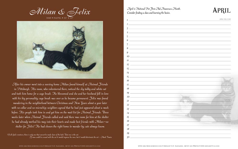 page in day book with cats