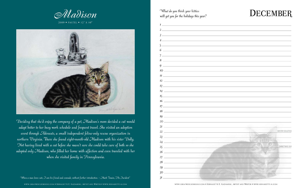 Madison's page in "Great Rescues Day Book"