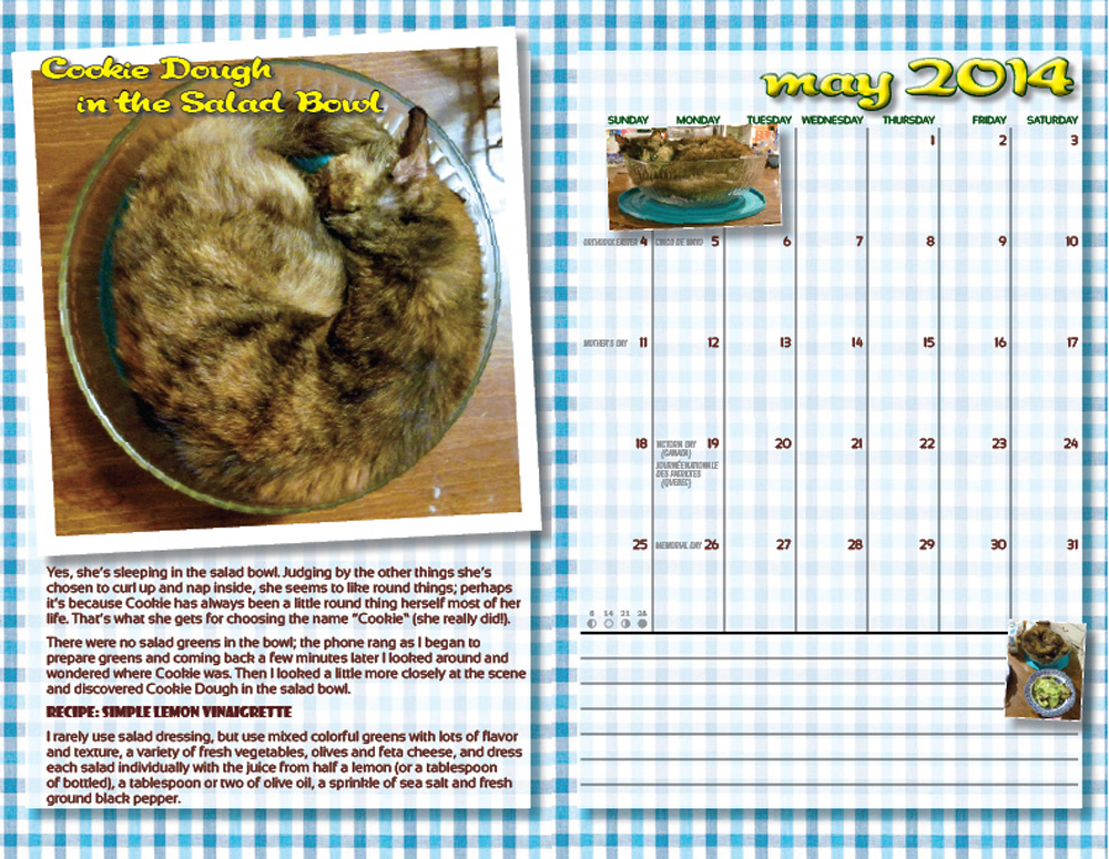 The two-page spread for May "In the Kitchen With Cookie"