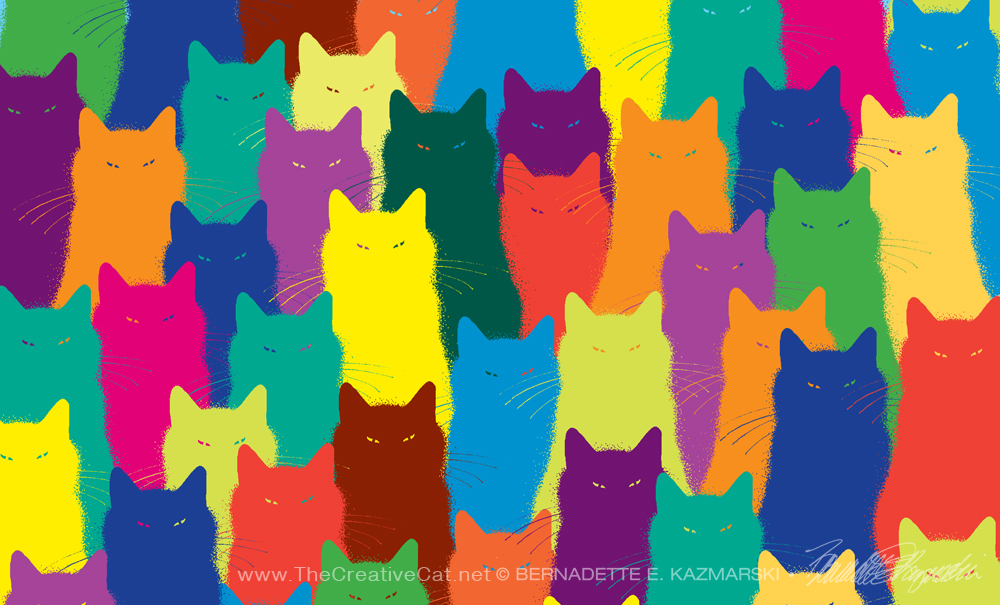 "Inscrutable Pattern, half sheet", colorized line art, 8.5" x 5.5" © Bernadette E. Kazmarski