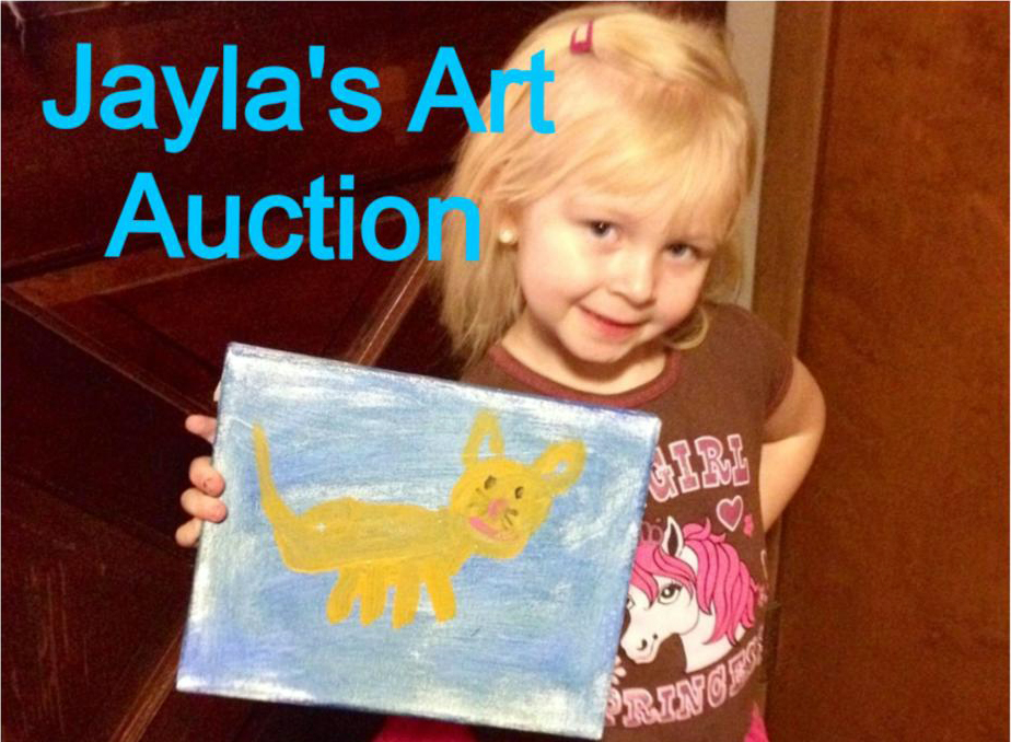 little girl with painting of cats