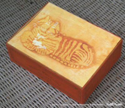 Smiling Cheshire Kitty Vintage Cigar Box Keepsake