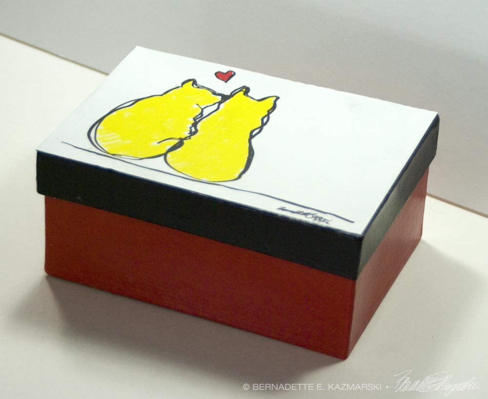 keepsake box with cats and heart