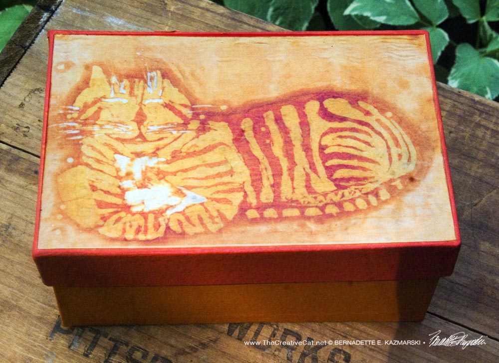 Orange Cheshire Kitty Keepsake Box
