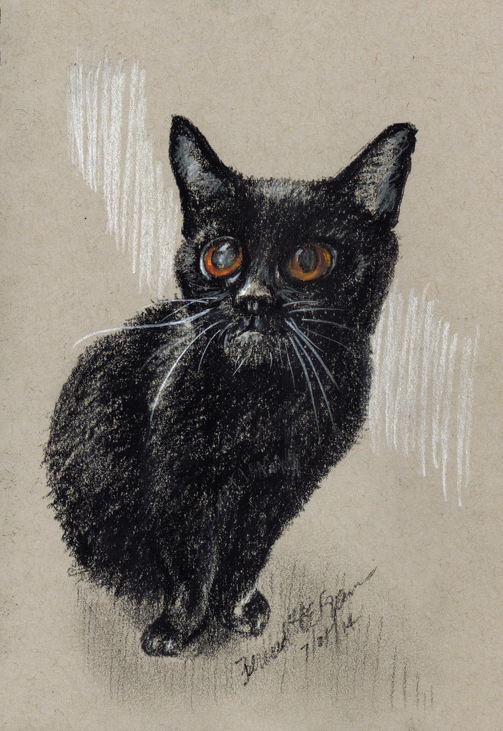 sketch of black cat