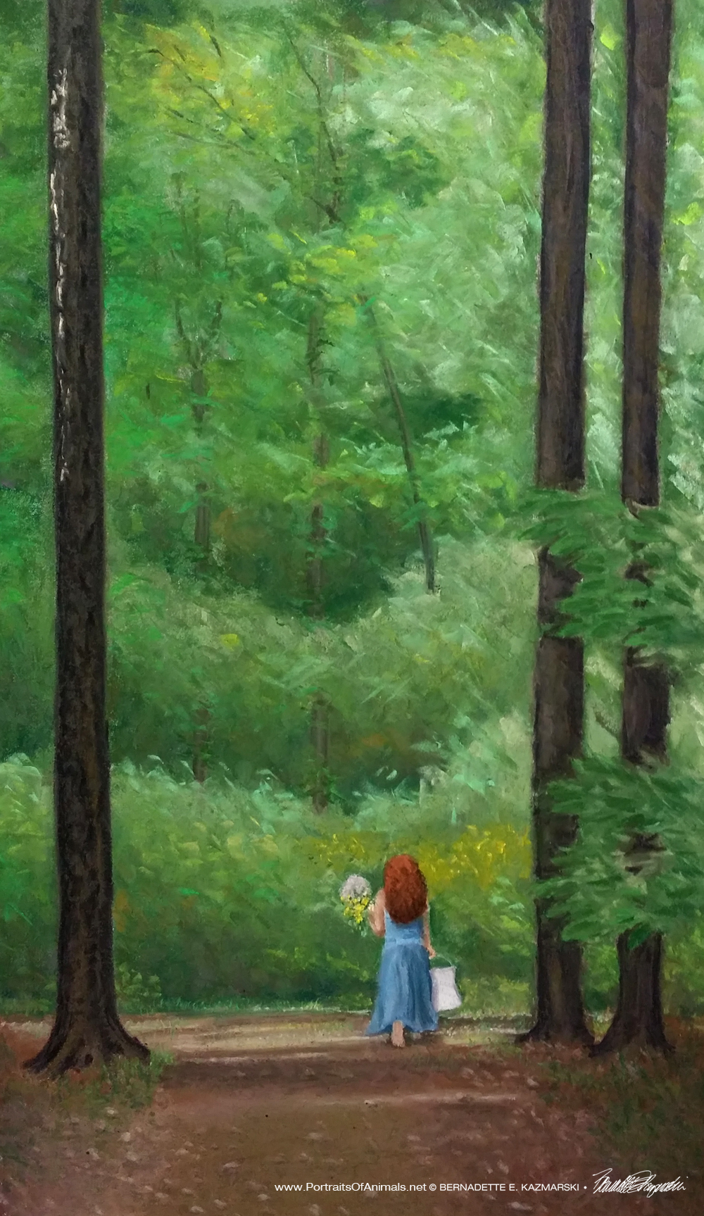  "Me in the Woods (draft 2)", pastel, 16" x 28" © Bernadette E. Kazmarski