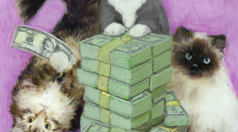 The finished cover for "Meow for the Money".