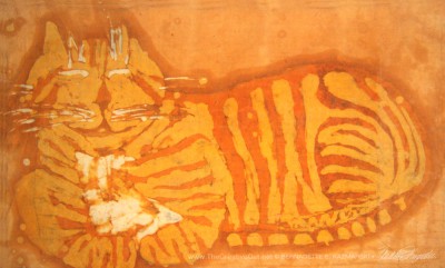 "Smiling Orange Kitty", batik, 1972 © Bernadette E. Kazmarski