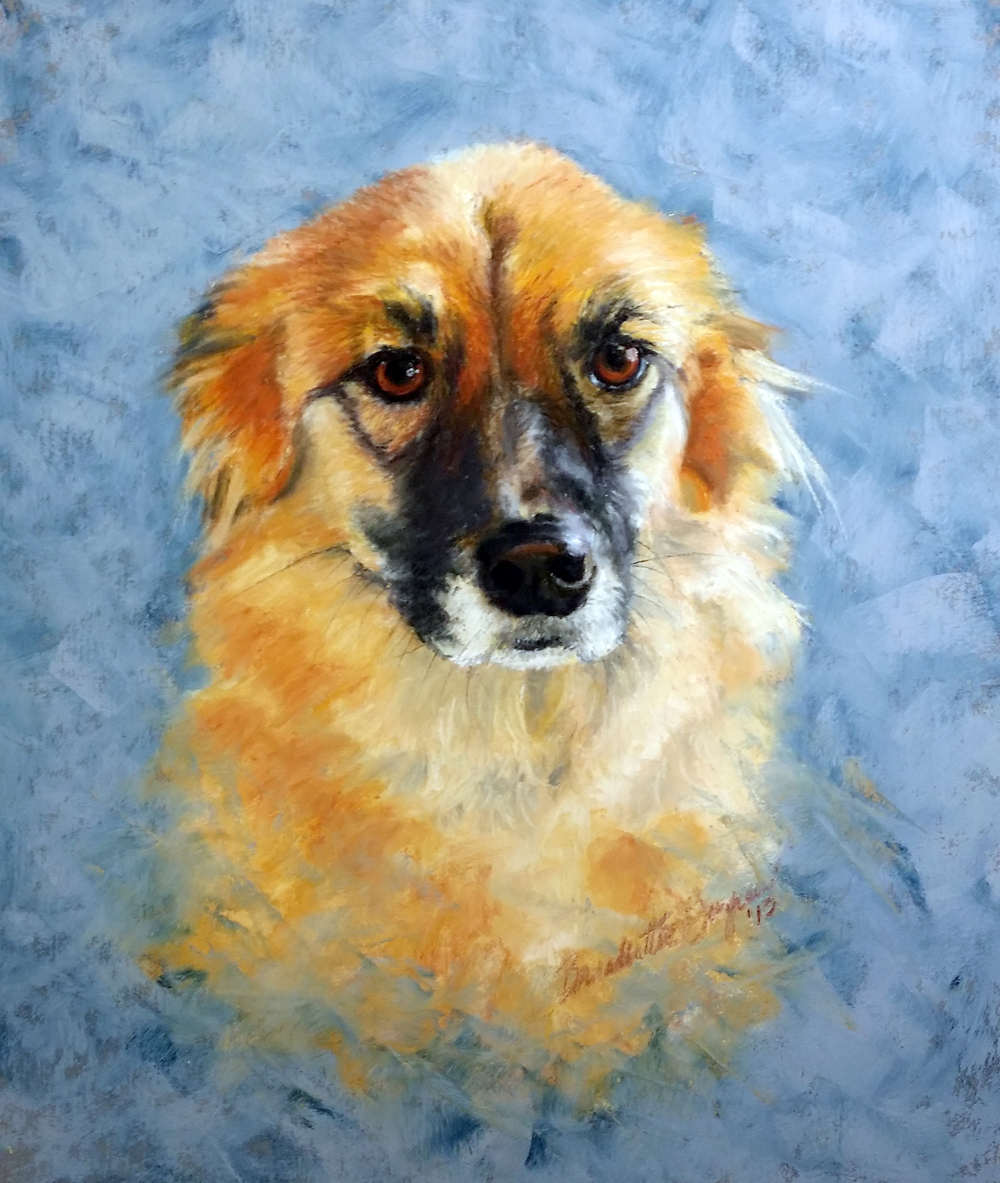 pastel portrait of german shepherd dog