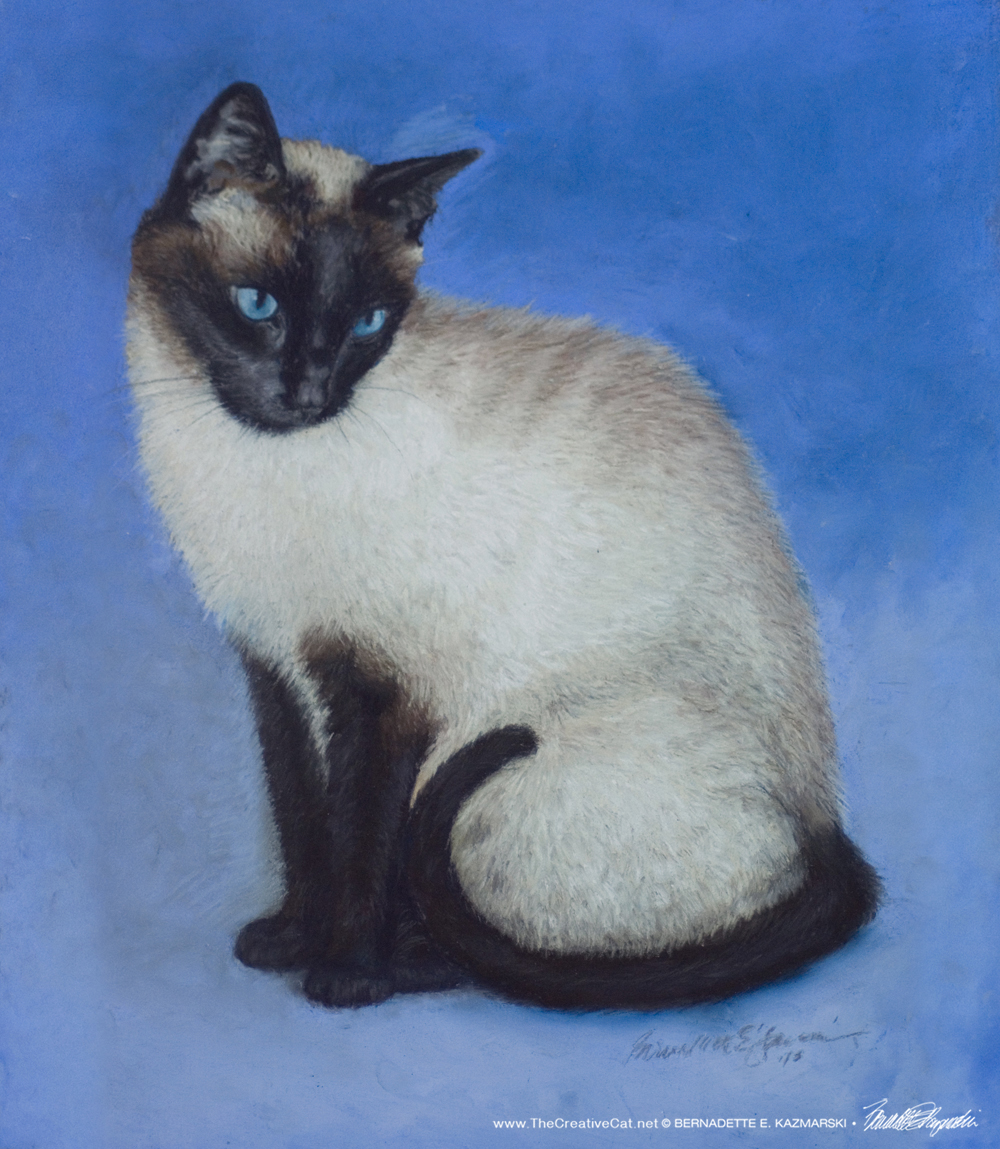 pastel portrait of siamese cat