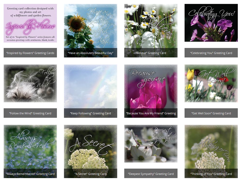 "Inspired by Flowers" greeting cards.