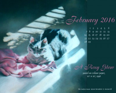 “A Rosy Glow” desktop calendar, 1280 x 1024 for square and laptop monitors.