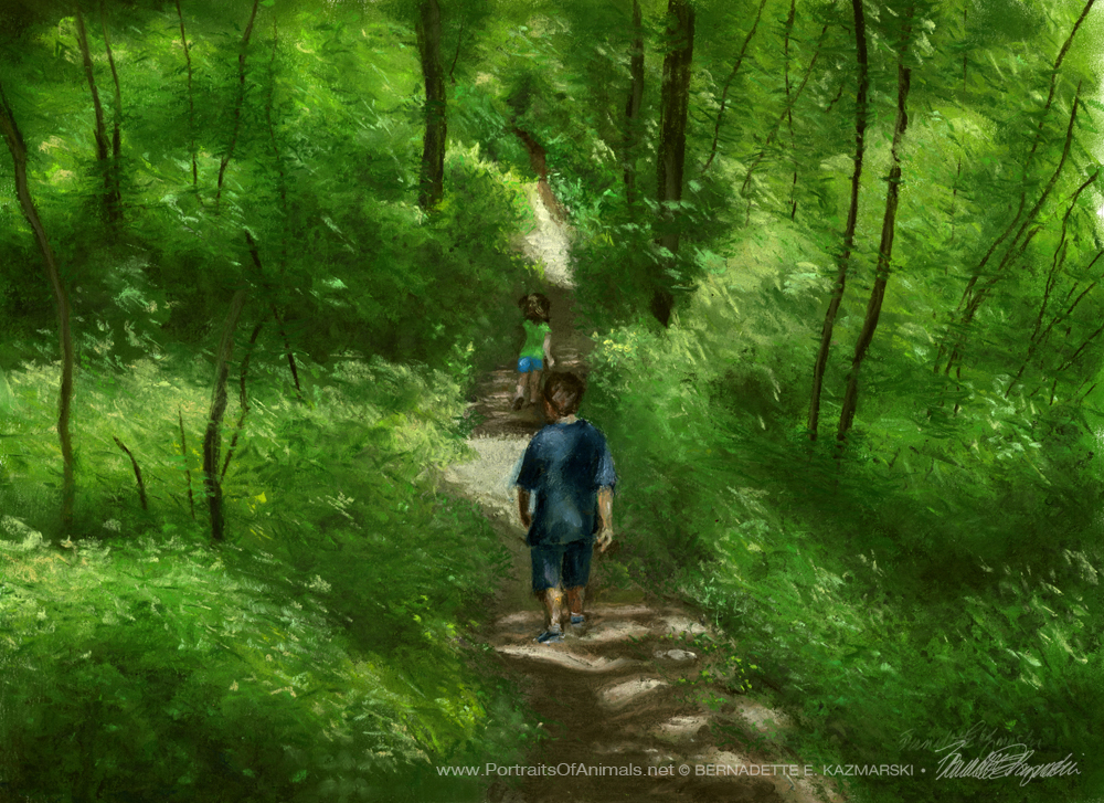 "Running Through the Woods", pastel, 20" x 14" © Bernadette E. Kazmarski