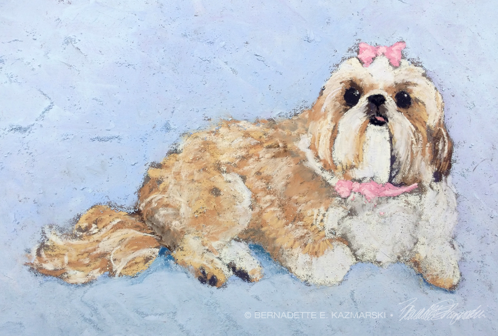 pastel painting of shi tzu