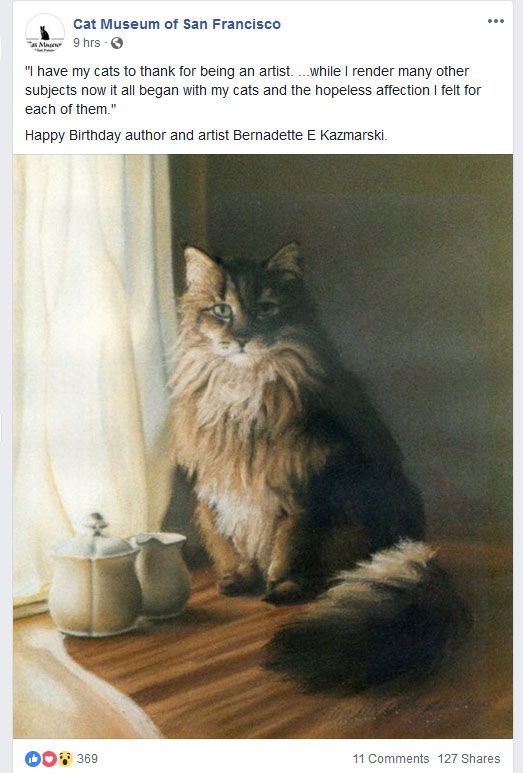 Screenshot of the post from Cat Museum of San Francisco