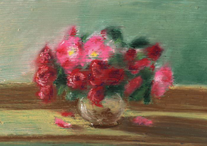 greeting card showing pink and red roses