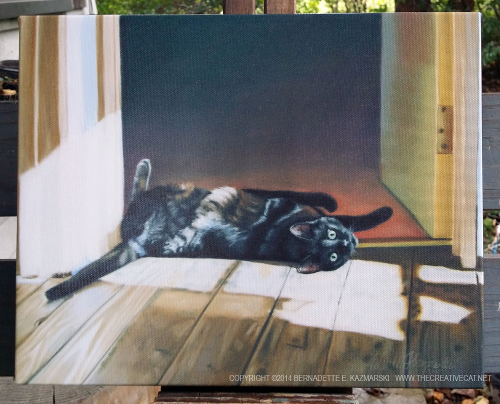 canvas print of black cat on floor