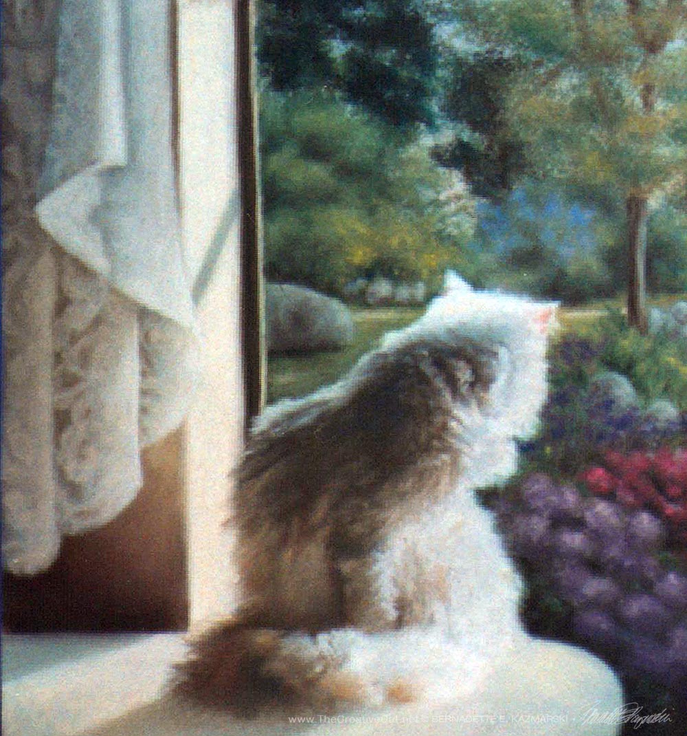     "Spring" detail of cat and curtain; sorry for the poor resolution if you are seeing this 1000 pixels wide.