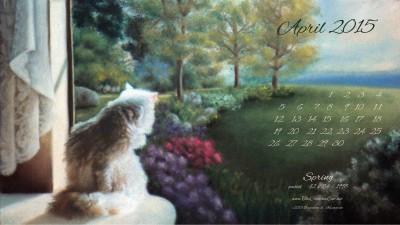 "Spring" desktop calendar 2560 x 1440 for HD and wide screens.