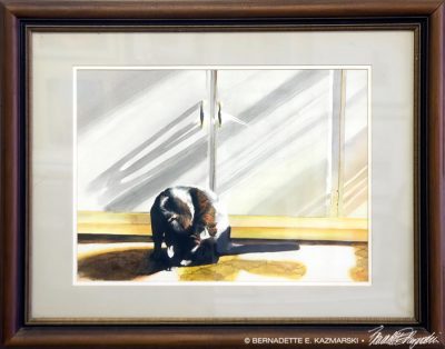 Sunbath, framed painting.