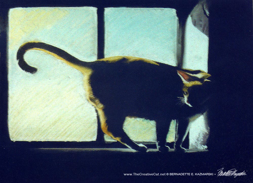 "Suncatcher", pastel, 12 x 18 © Bernadette E. Kazmarski. Allegro on a sunny windowsill.