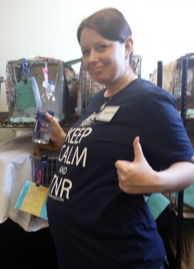 pregnant woman in TNR tee shirt