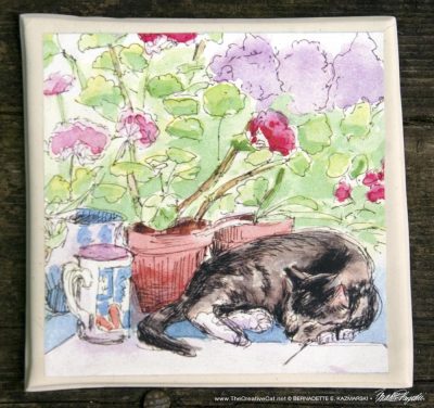 STanley With Geraniums Tile