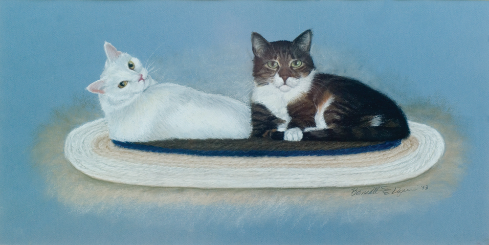 pastel portrait of two cats