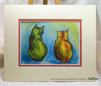 Two Cats After van Gogh matted print