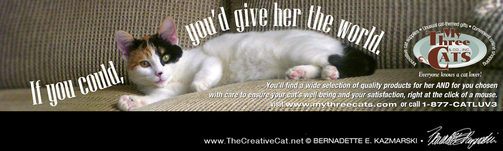 advertisement with calico cat
