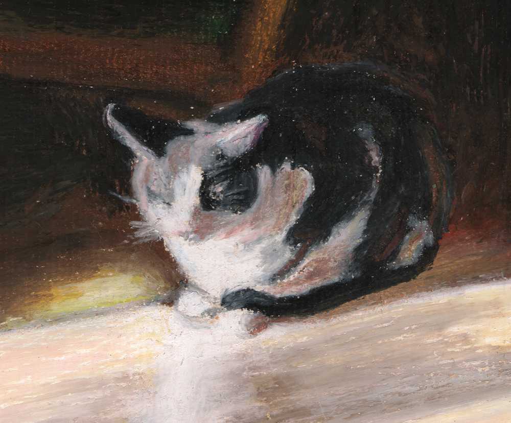 oil pastel painting of cat