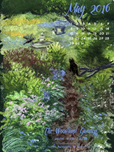 "The Woodland Garden" desktop calendar, 600 x 800 for iPad, Kindle and other readers.