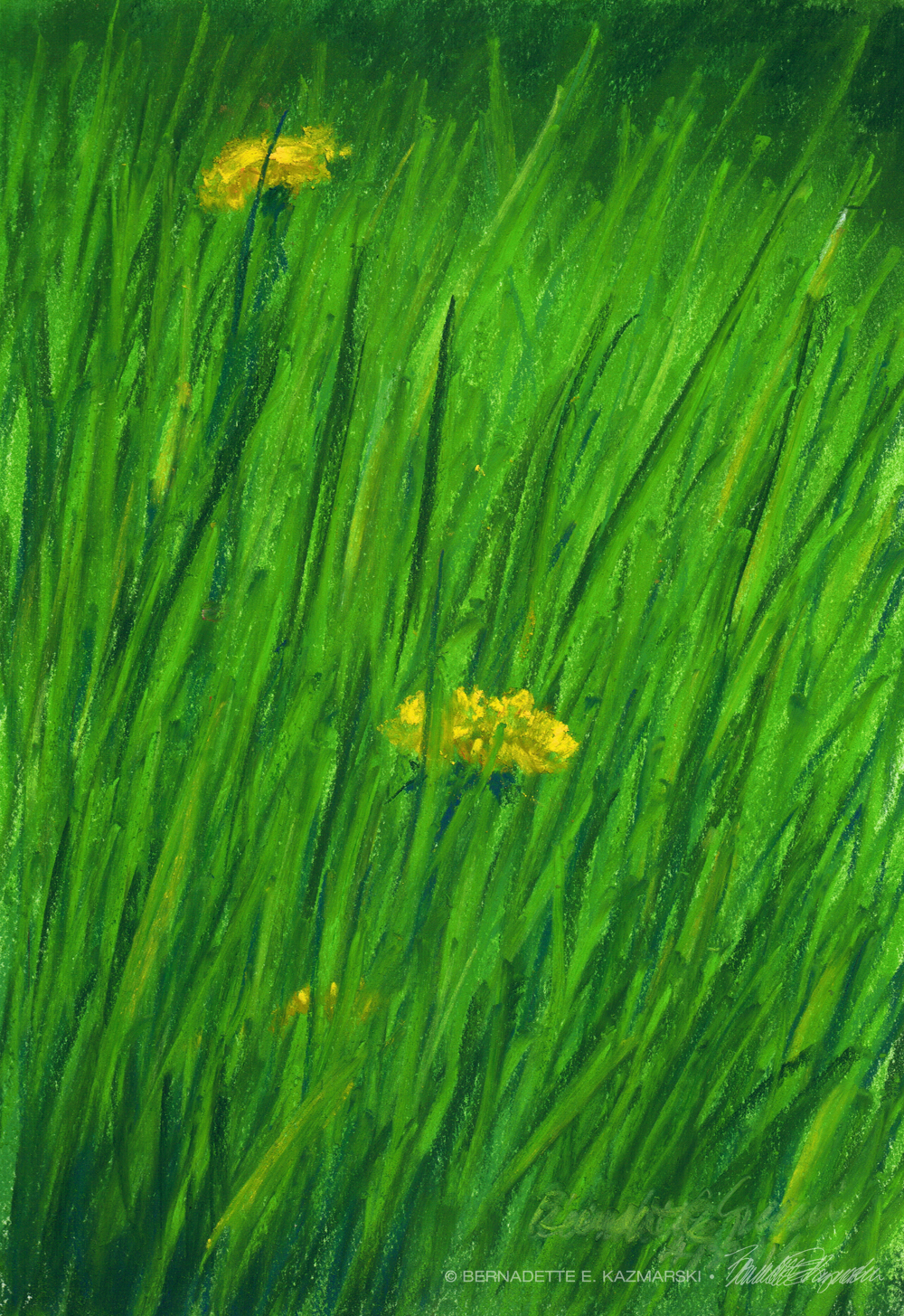 pastel painting of green grass